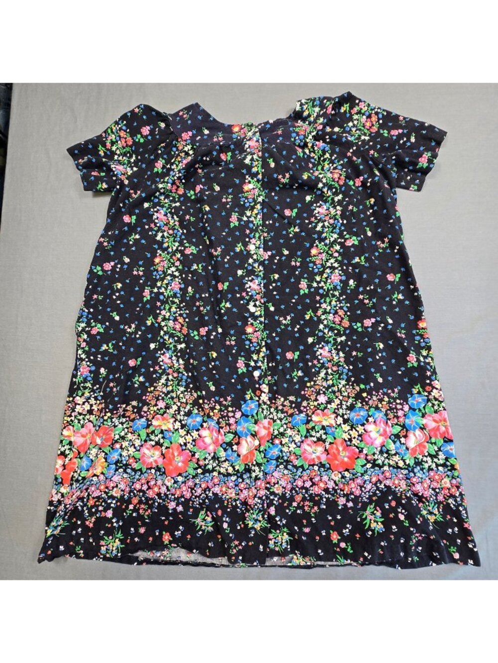Smart Time Vintage Large House Dress Navy Floral Gown 100% Cotton Cottage Core